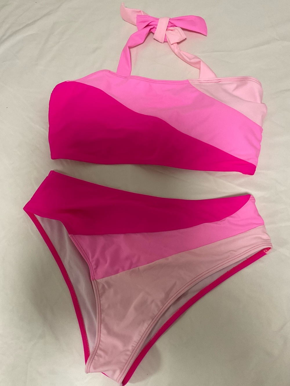 Pink striped bikini size XL